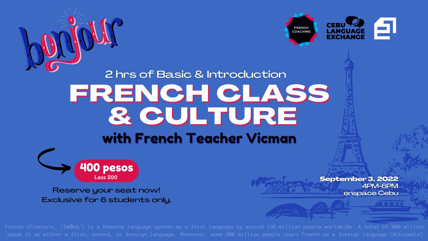 FRENCH CLASS  & CULTURE by French Teacher Vicman