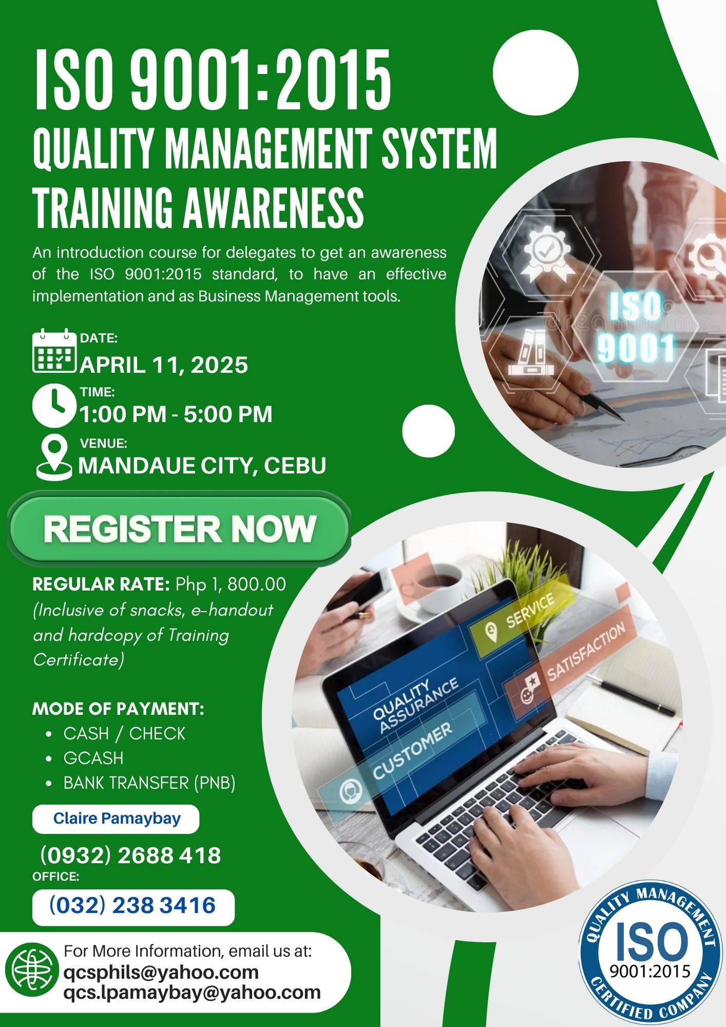 ISO 9001:2015 Quality Management System Training Awareness