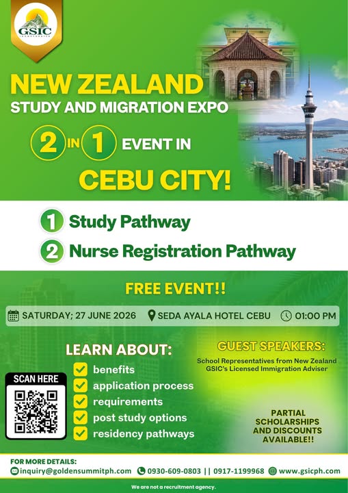 NEW ZEALAND   2-IN-1  STUDY and MIGRATION EXPO in CEBU CITY! 